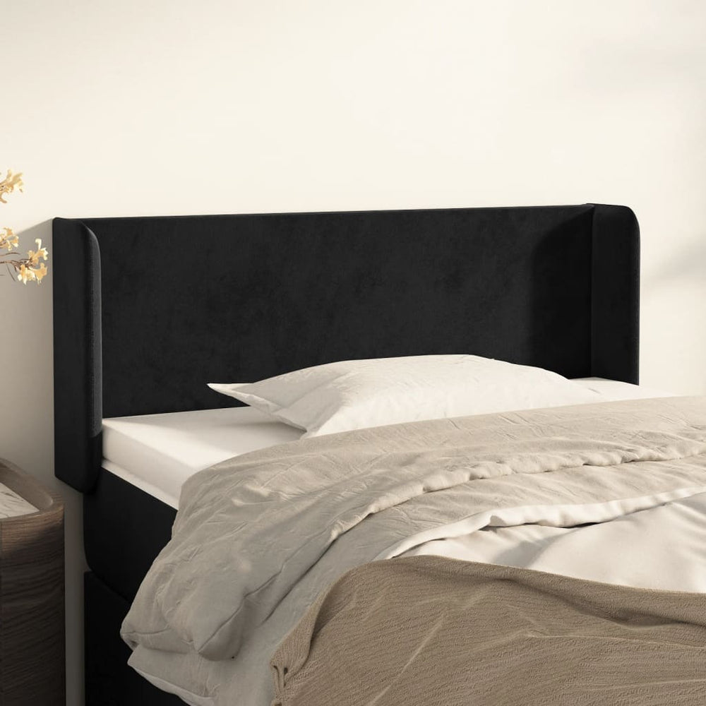 vidaXL Tête de lit à oreilles Noir 93x16x78/88 cm Velours