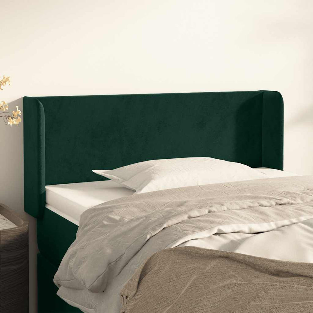 vidaXL Tête de lit à oreilles Vert foncé 103x16x78/88 cm Velours