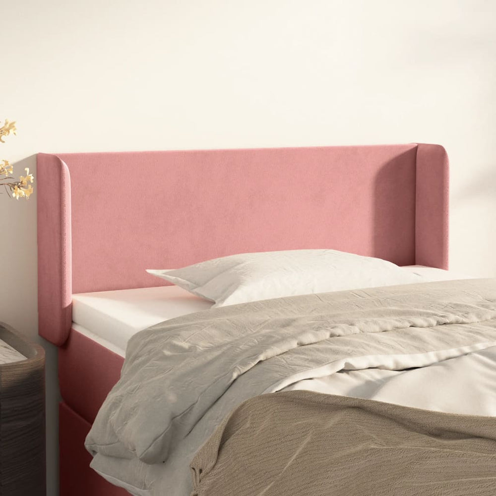 vidaXL Tête de lit à oreilles Rose 103x16x78/88 cm Velours