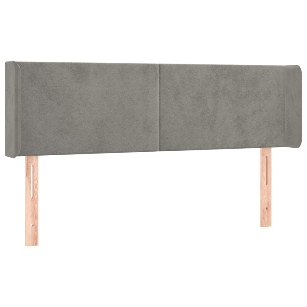 vidaXL Tête de lit à oreilles Gris clair 147x16x78/88 cm Velours