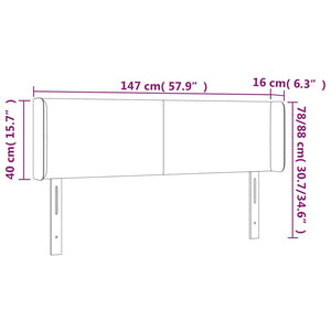 vidaXL Tête de lit à oreilles Gris clair 147x16x78/88 cm Velours