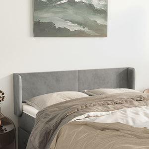 vidaXL Tête de lit à oreilles Gris clair 147x16x78/88 cm Velours
