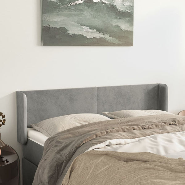 vidaXL Tête de lit à oreilles Gris clair 147x16x78/88 cm Velours