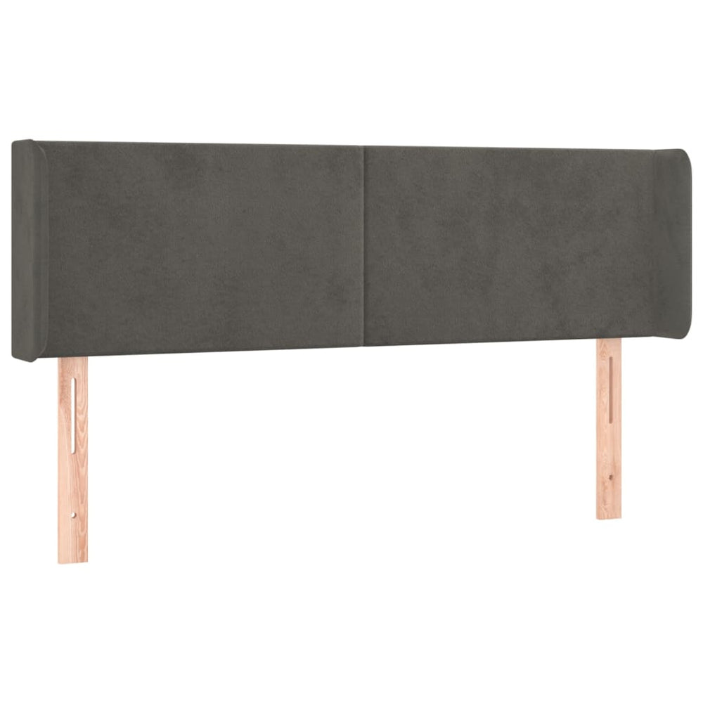 vidaXL Tête de lit à oreilles Gris foncé 147x16x78/88 cm Velours