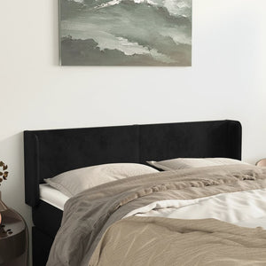 vidaXL Tête de lit à oreilles Noir 147x16x78/88 cm Velours
