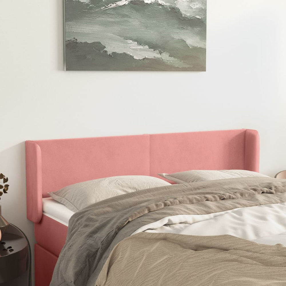 vidaXL Tête de lit à oreilles Rose 147x16x78/88 cm Velours