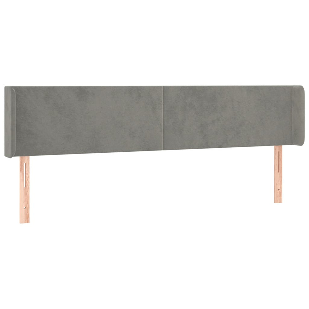 vidaXL Tête de lit à oreilles Gris clair 163x16x78/88 cm Velours