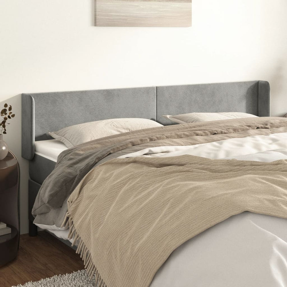 vidaXL Tête de lit à oreilles Gris clair 163x16x78/88 cm Velours