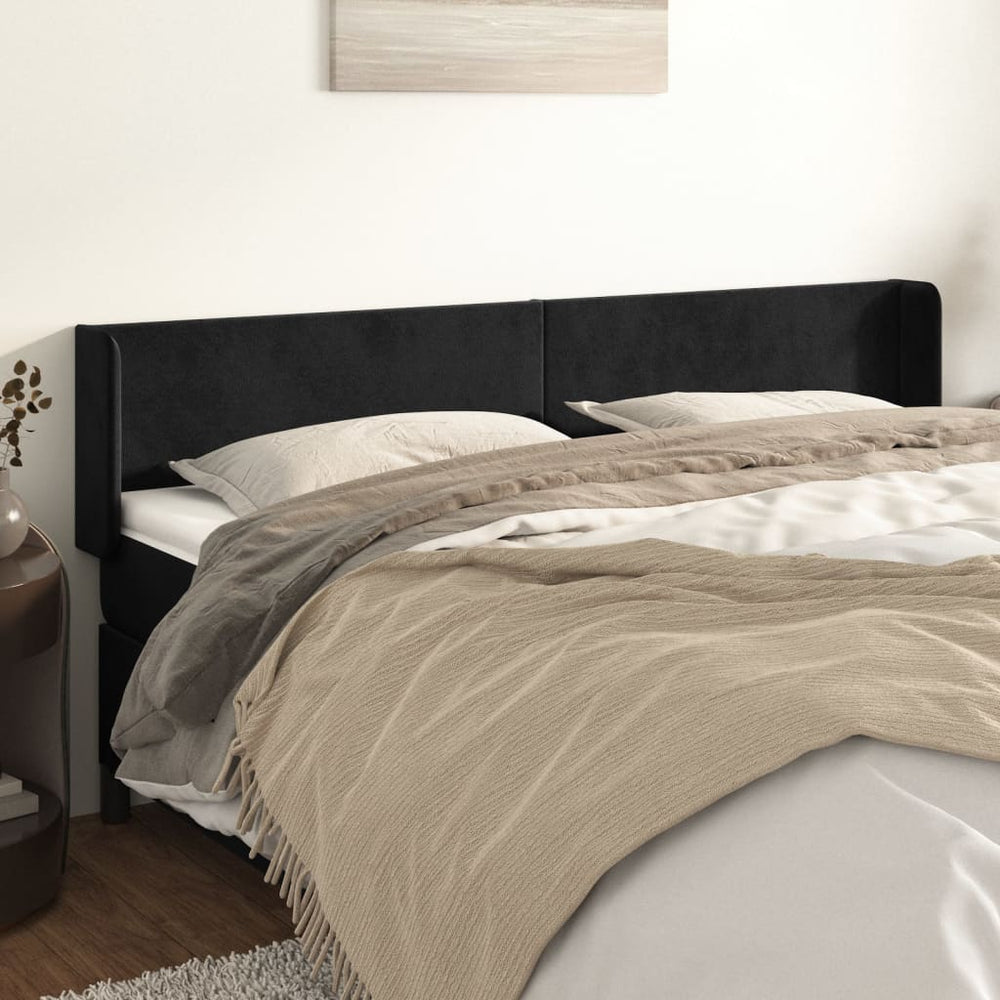 vidaXL Tête de lit à oreilles Noir 163x16x78/88 cm Velours
