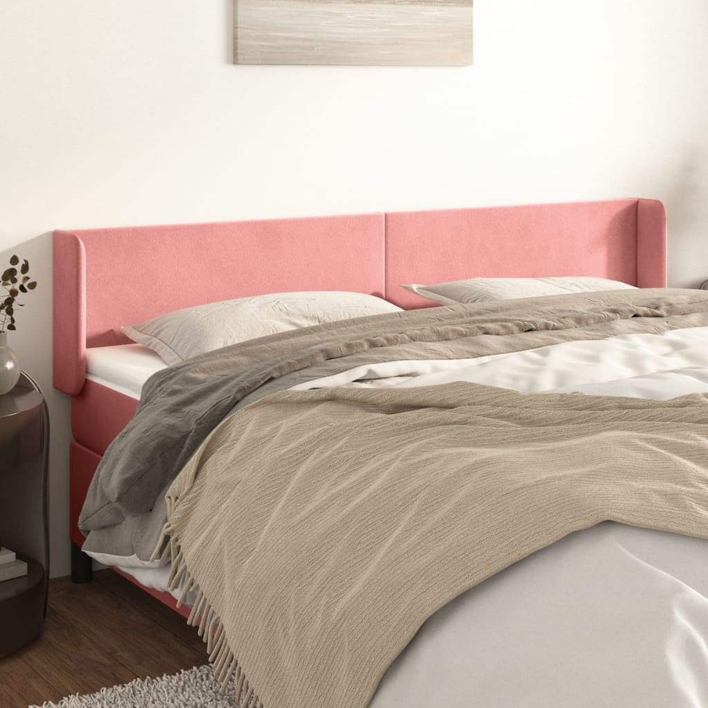 vidaXL Tête de lit avec Oreilles Rose 163x16x78/88 cm Velours