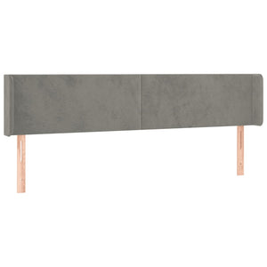 Kopfteil mit Ohren Hellgrau 183x16x78/88 cm Samt