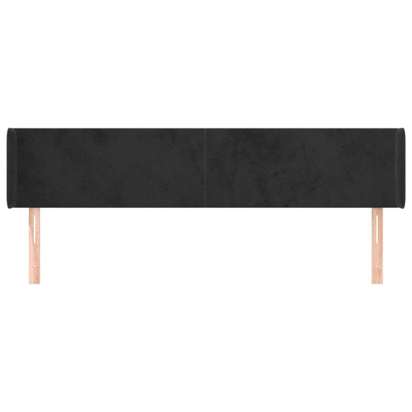 Kopfteil mit Ohren Schwarz 183x16x78/88 cm Samt