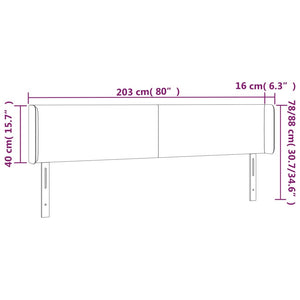 Kopfteil mit Ohren Hellgrau 203x16x78/88 cm Samt