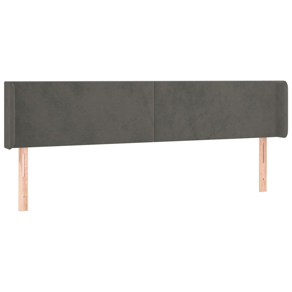 vidaXL Tête de lit à oreilles Gris foncé 203x16x78/88 cm Velours
