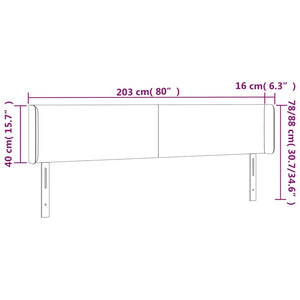 Kopfteil mit Ohren Dunkelgrau 203x16x78/88 cm Samt