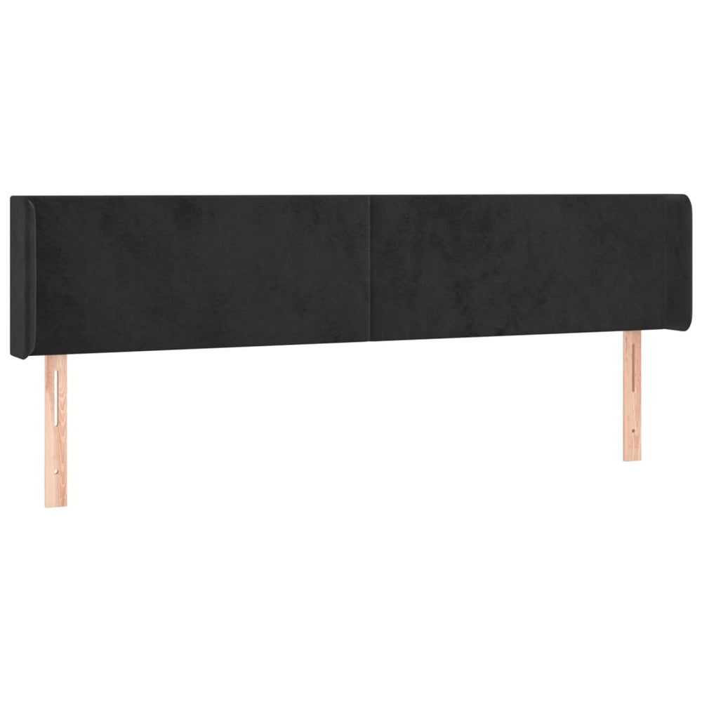 vidaXL Tête de lit à oreilles Noir 203x16x78/88 cm Velours