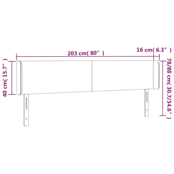 Kopfteil mit Ohren Schwarz 203x16x78/88 cm Samt