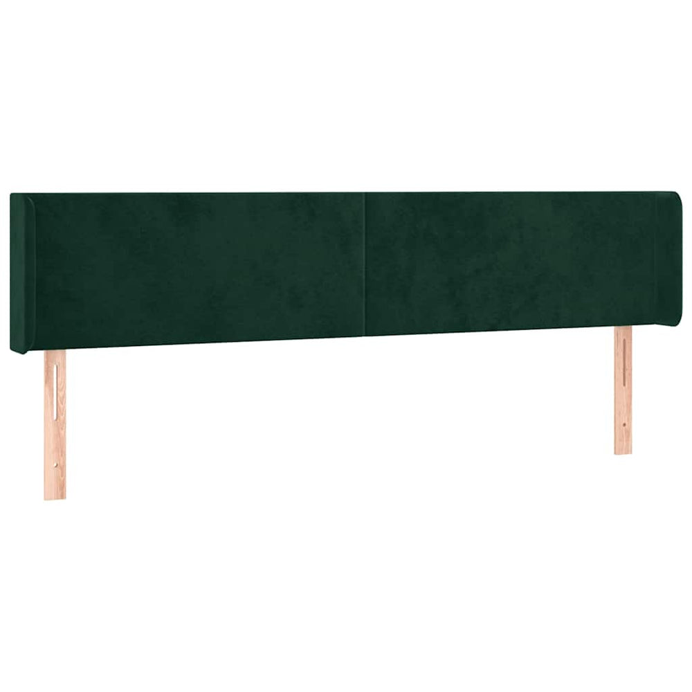 vidaXL Tête de lit à oreilles vert foncé 203x16x78/88 cm Velours