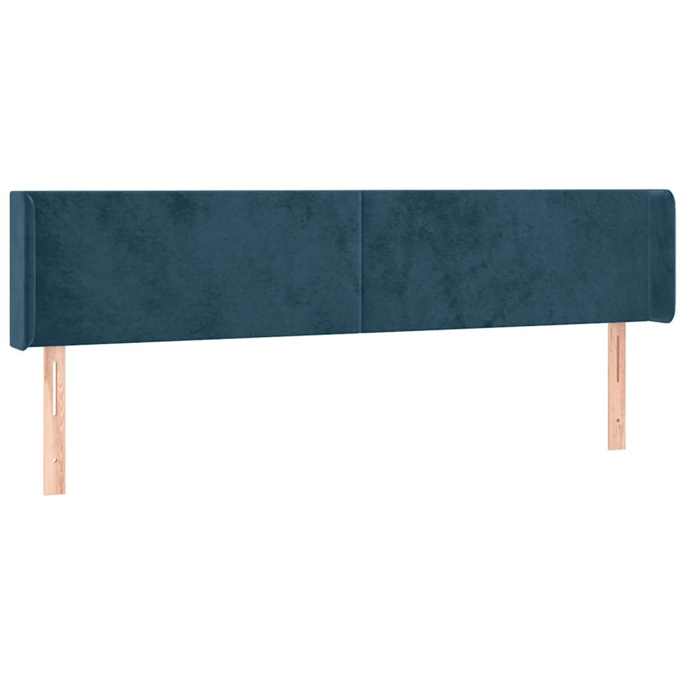 vidaXL Tête de lit à oreilles bleu foncé 203x16x78/88 cm Velours