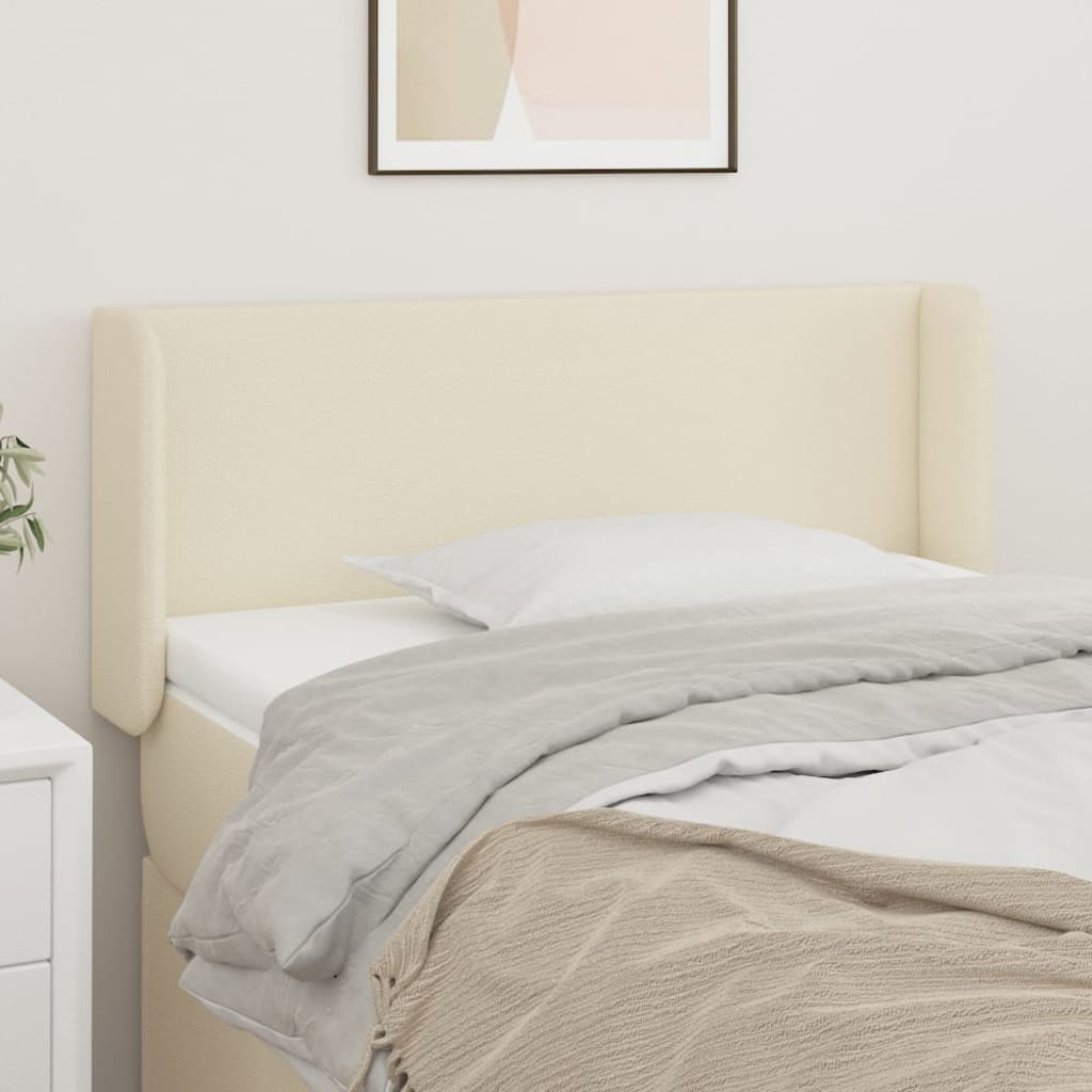 Kopfteil mit Ohren Creme 83x16x78/88 cm Kunstleder