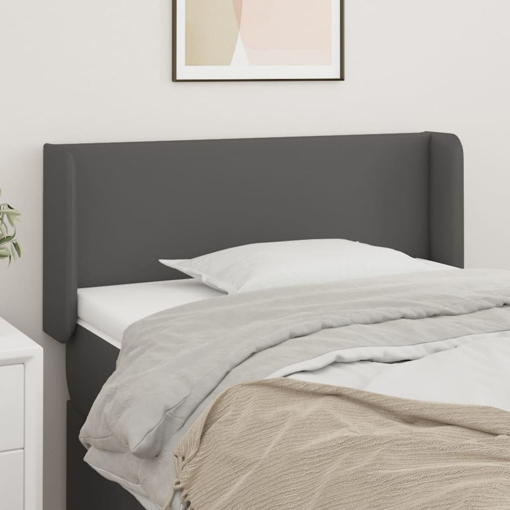 Kopfteil mit Ohren Grau 103x16x78/88 cm Kunstleder
