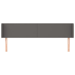 Kopfteil mit Ohren Grau 203x16x78/88 cm Kunstleder