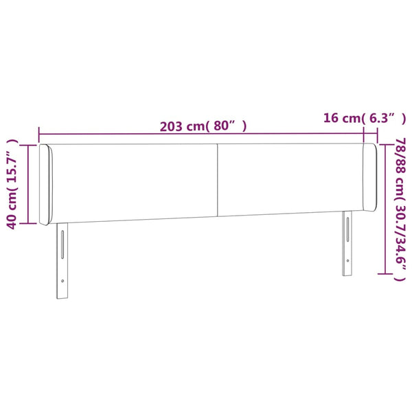 Kopfteil mit Ohren Grau 203x16x78/88 cm Kunstleder