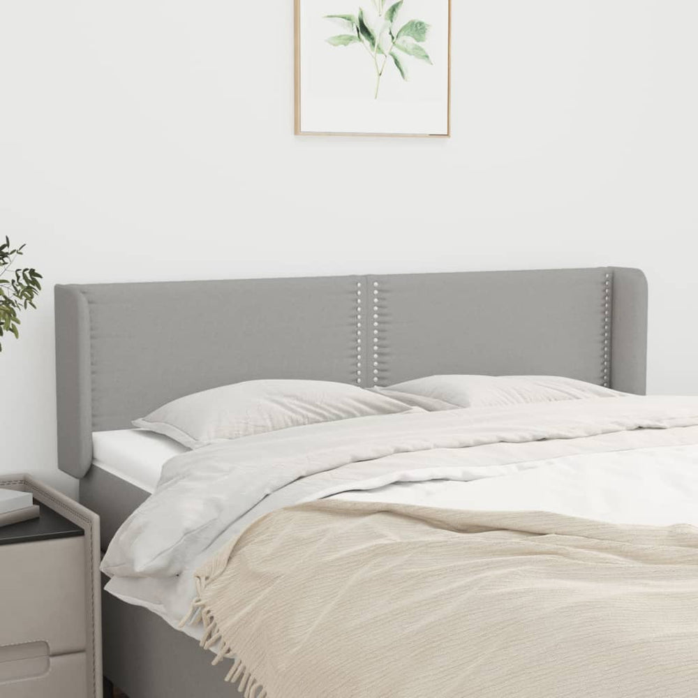 vidaXL Tête de lit à oreilles Gris clair 147x16x78/88 cm Tissu