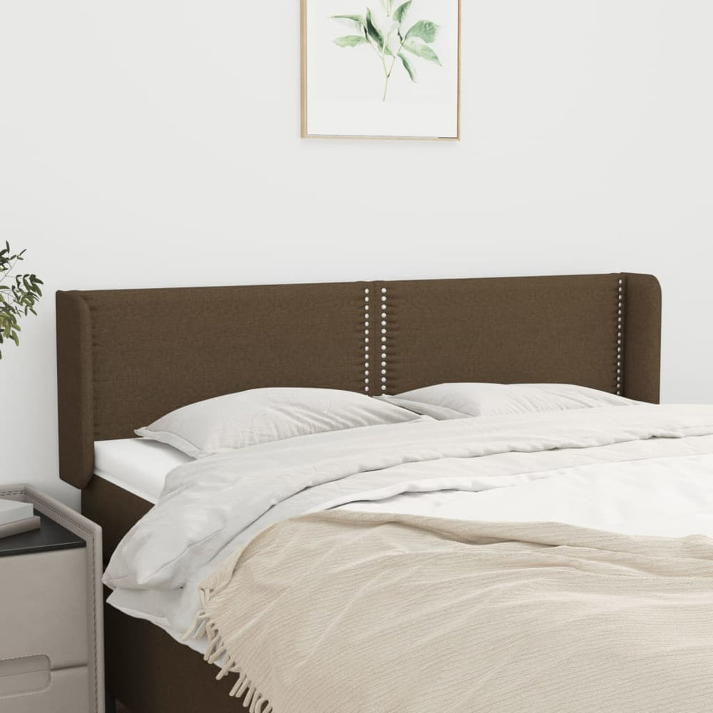 vidaXL Tête de lit à oreilles Marron foncé 147x16x78/88 cm Tissu
