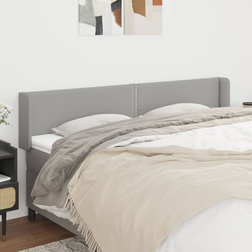 vidaXL Tête de lit à oreilles Gris clair 183x16x78/88 cm Tissu