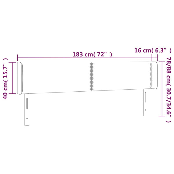Kopfteil mit Ohren Dunkelbraun 183x16x78/88 cm Stoff