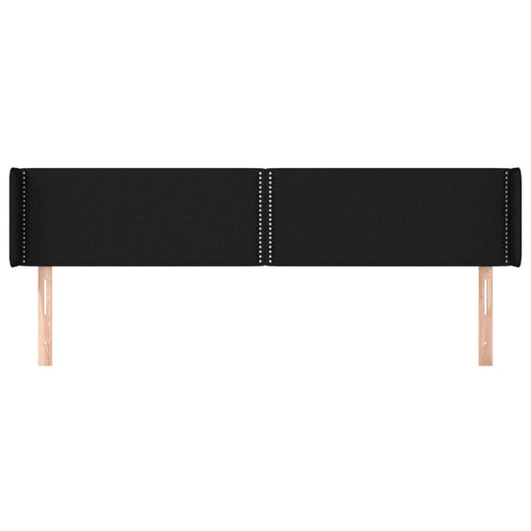 Kopfteil mit Ohren Schwarz 203x16x78/88 cm Stoff