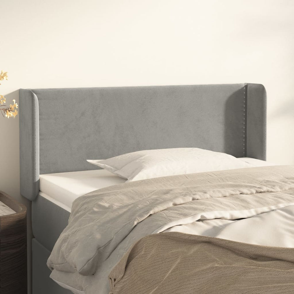 vidaXL Tête de lit à oreilles Gris clair 83x16x78/88 cm Velours