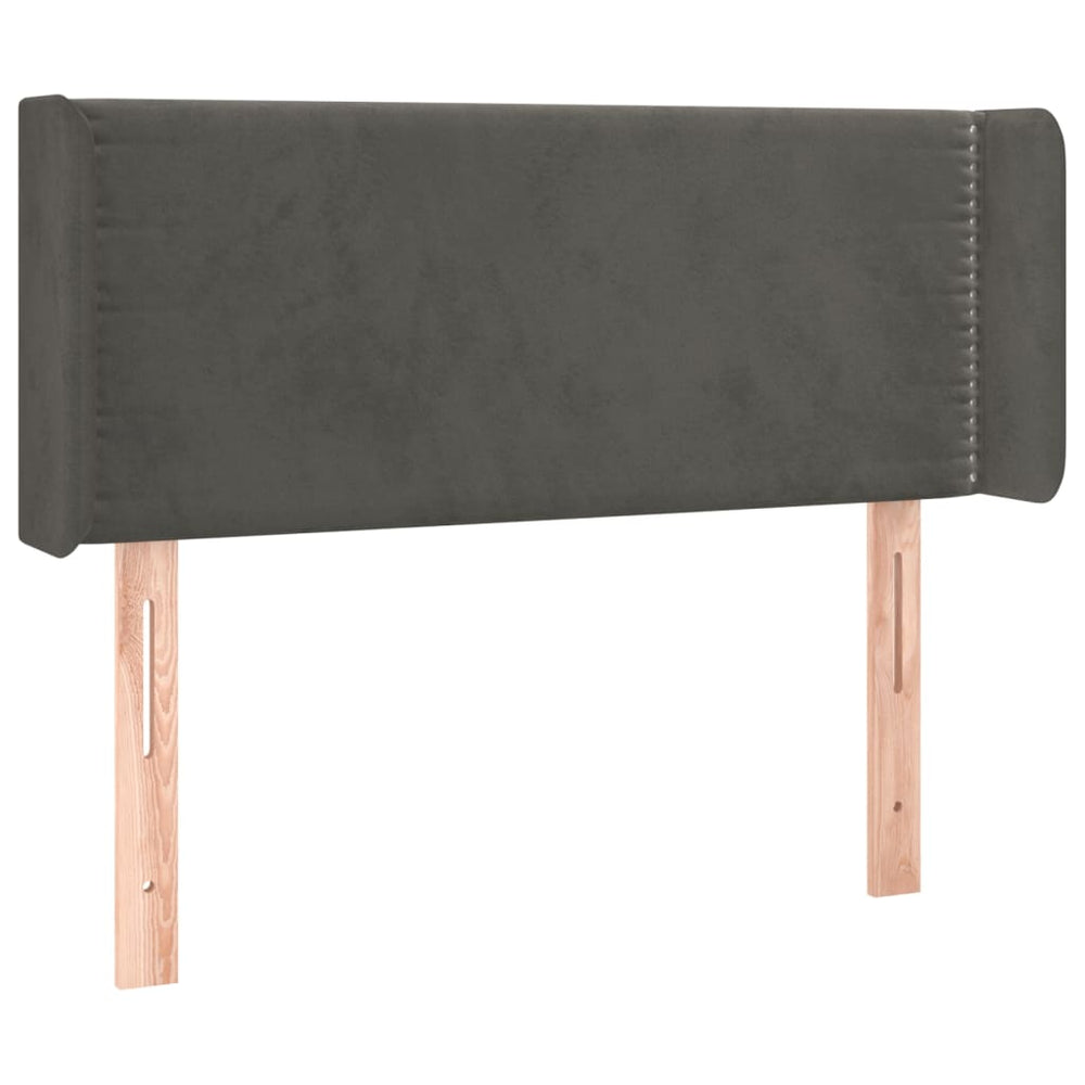 vidaXL Tête de lit avec oreilles Gris foncé 93x16x78/88 cm Velours