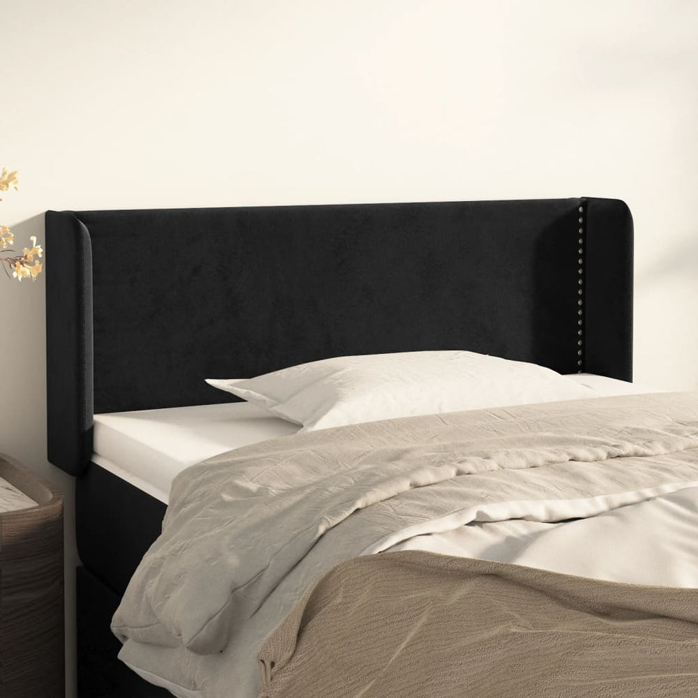 vidaXL Tête de lit à oreilles Noir 93x16x78/88 cm Velours