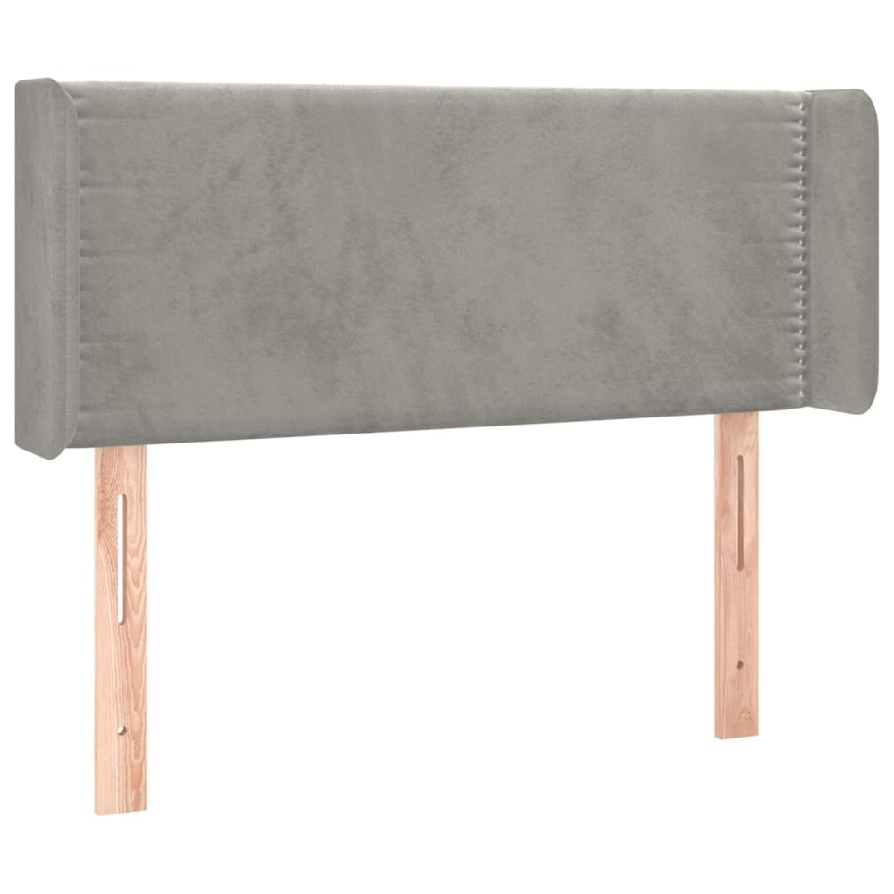 vidaXL Tête de lit à oreilles Gris clair 103x16x78/88 cm Velours