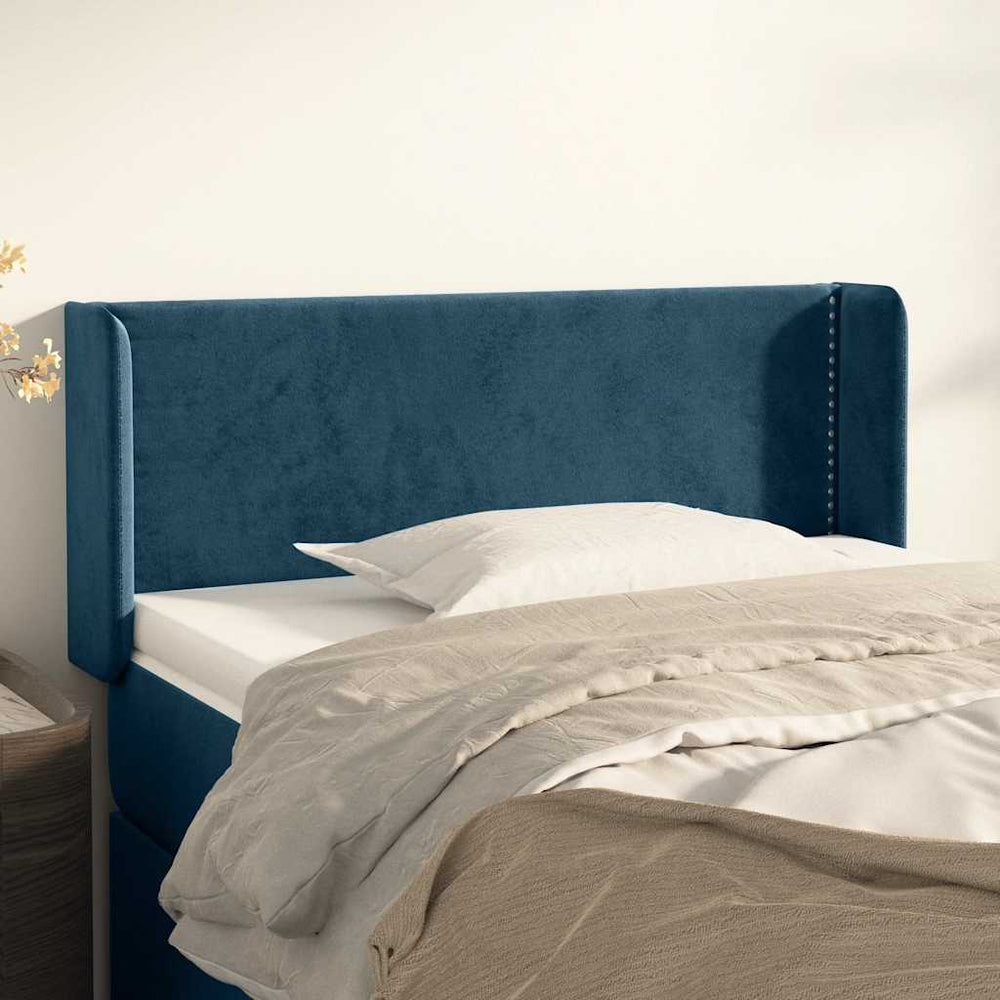 vidaXL Tête de lit à oreilles bleu foncé 103x16x78/88 cm Velours