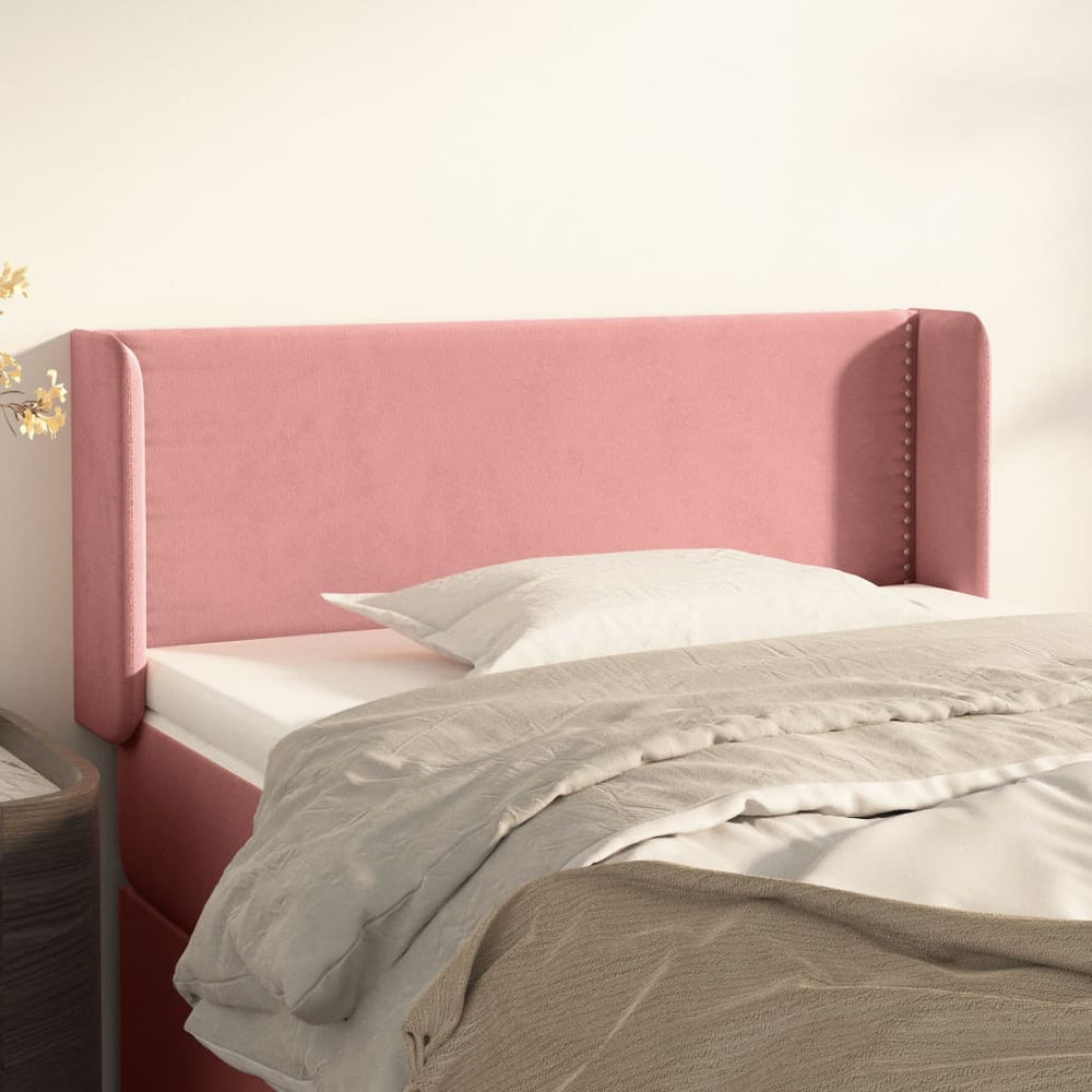 vidaXL Tête de lit à oreilles Rose 103x16x78/88 cm Velours