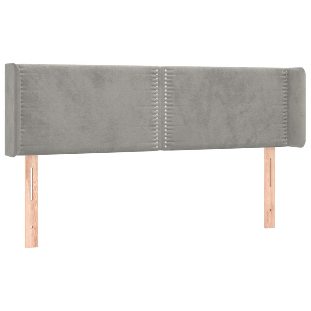 vidaXL Tête de lit à oreilles Gris clair 147x16x78/88 cm Velours