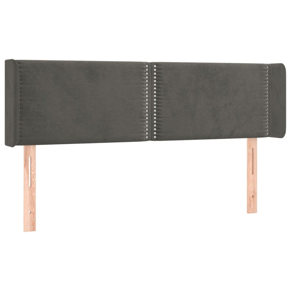 vidaXL Tête de lit à oreilles Gris foncé 147x16x78/88 cm Velours
