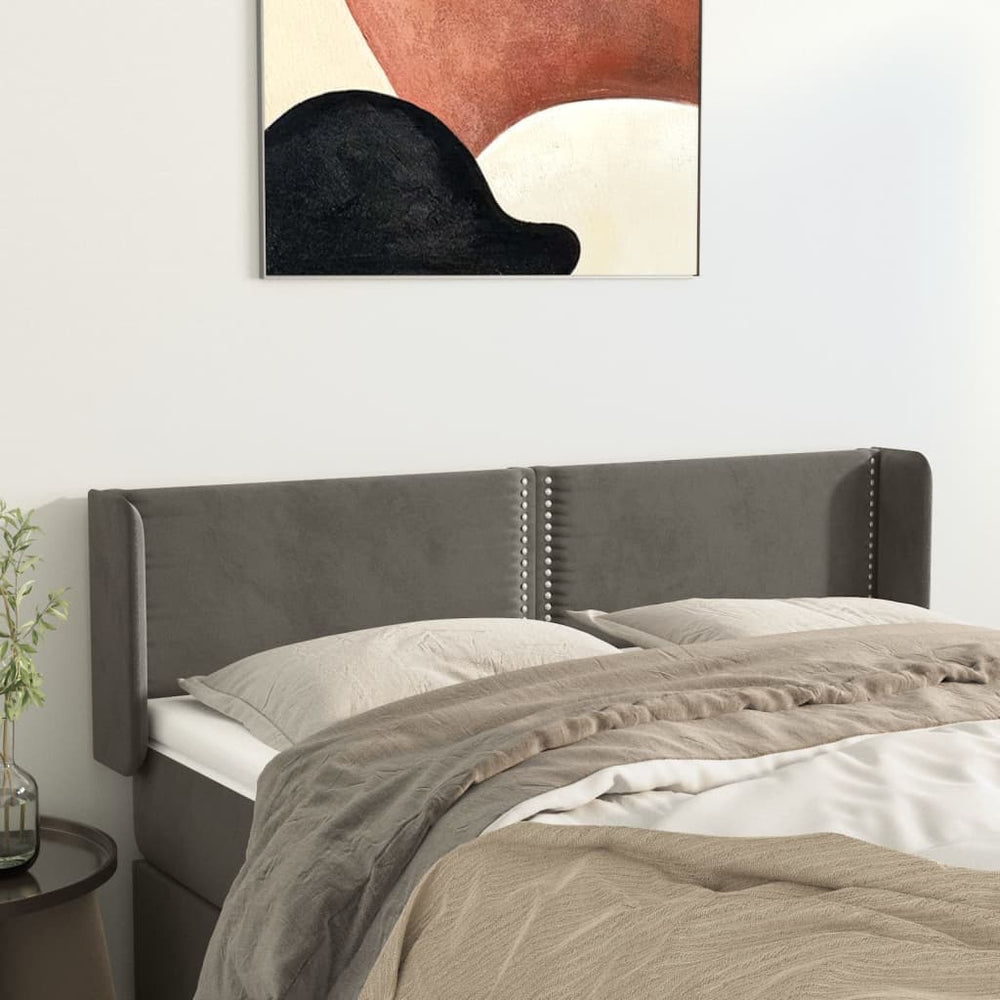 vidaXL Tête de lit à oreilles Gris foncé 147x16x78/88 cm Velours