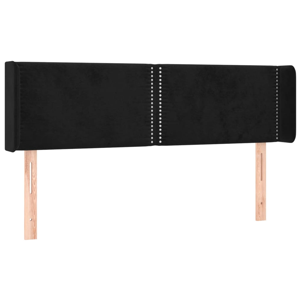 vidaXL Tête de lit à oreilles Noir 147x16x78/88 cm Velours