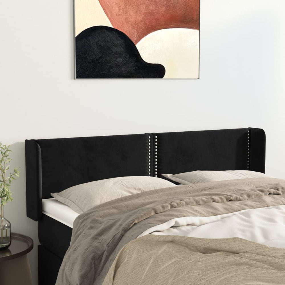 vidaXL Tête de lit à oreilles Noir 147x16x78/88 cm Velours