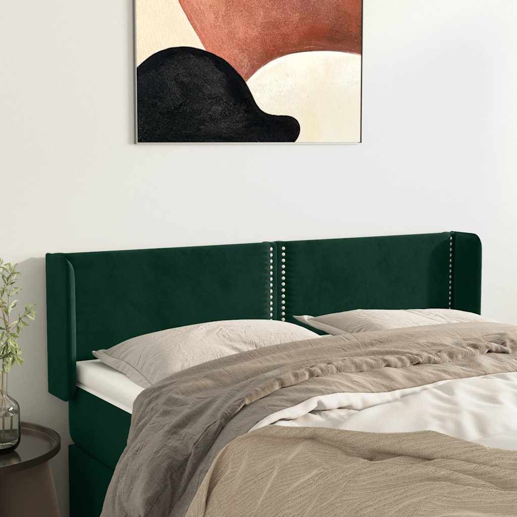 Kopfteil mit Ohren Dunkelgrün 147x16x78/88 cm Samt