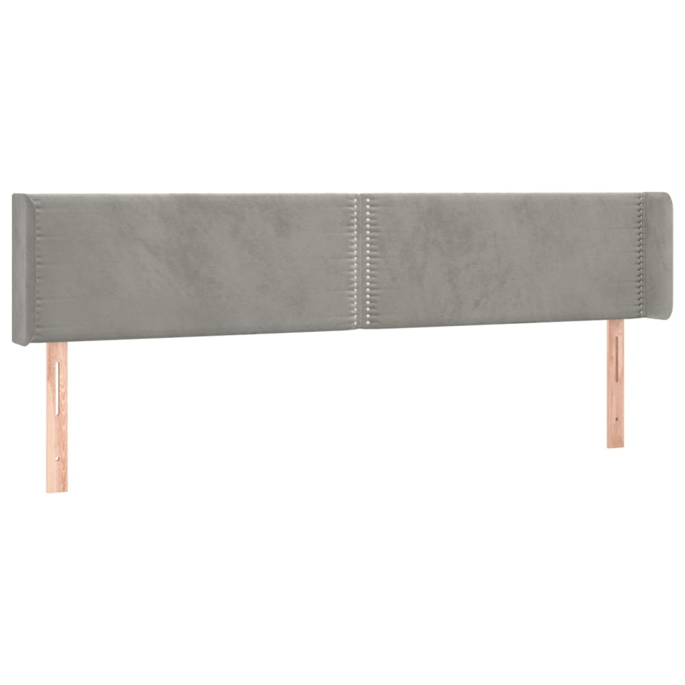 vidaXL Tête de lit à oreilles Gris clair 163x16x78/88 cm Velours