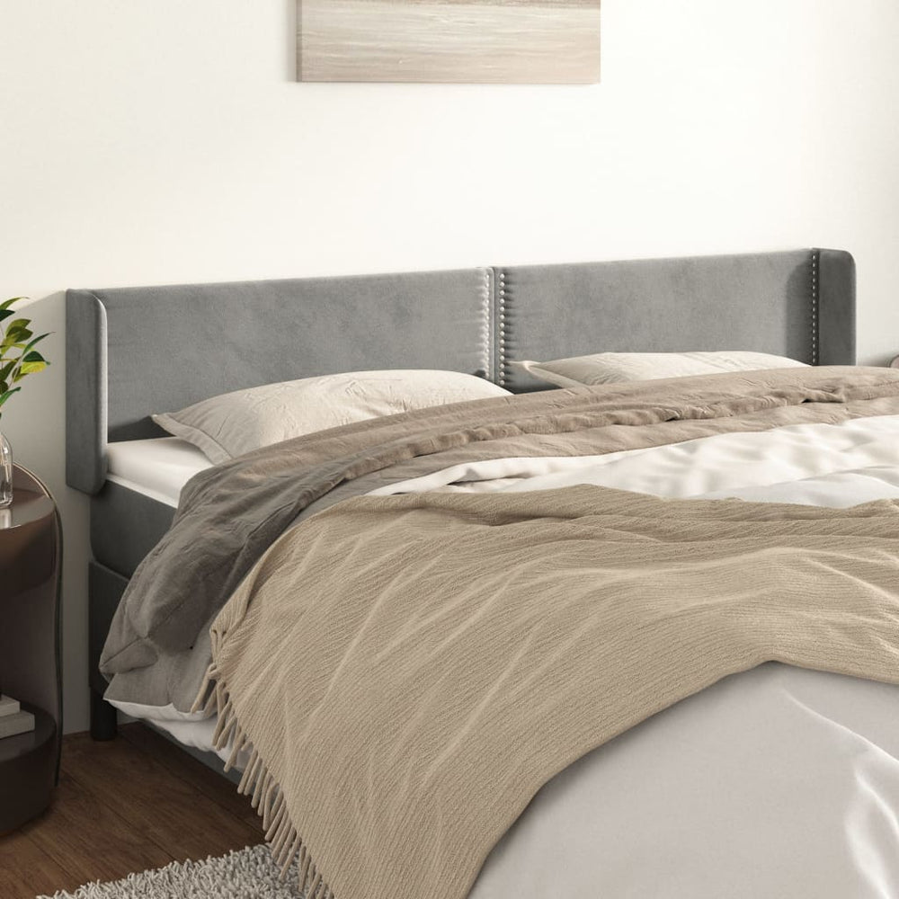 vidaXL Tête de lit à oreilles Gris clair 163x16x78/88 cm Velours