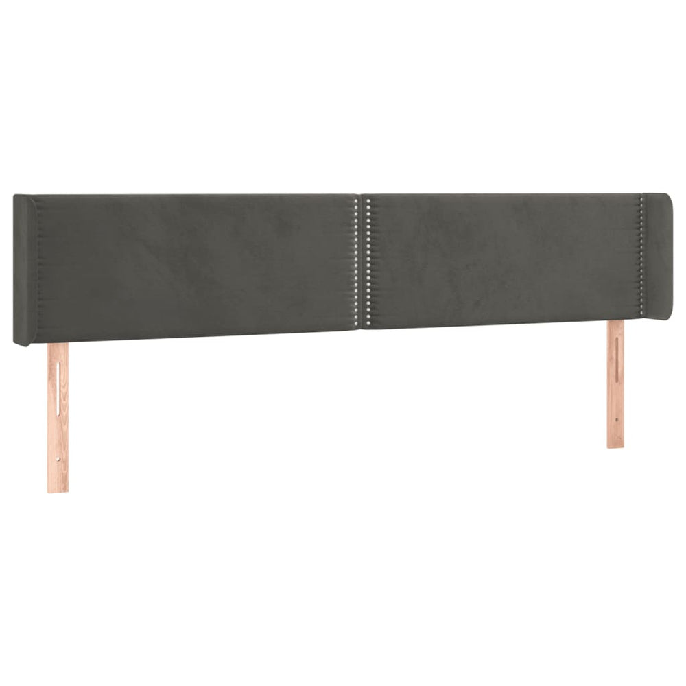 vidaXL Tête de lit à oreilles Gris foncé 163x16x78/88 cm Velours