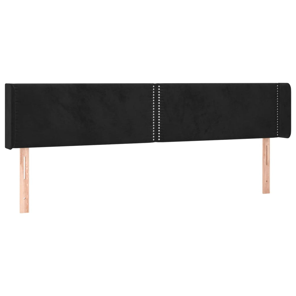 vidaXL Tête de lit à oreilles Noir 163x16x78/88 cm Velours