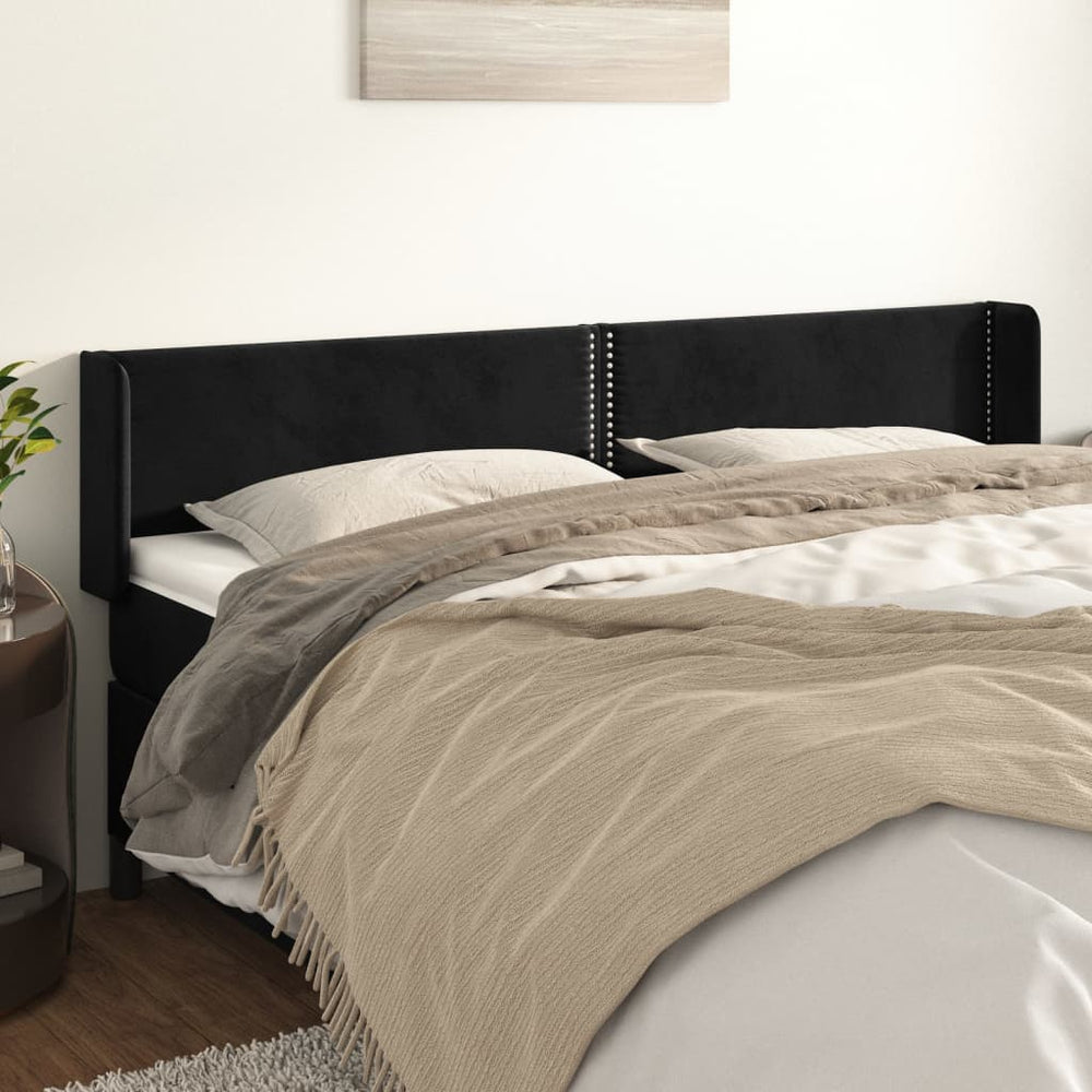 vidaXL Tête de lit à oreilles Noir 163x16x78/88 cm Velours