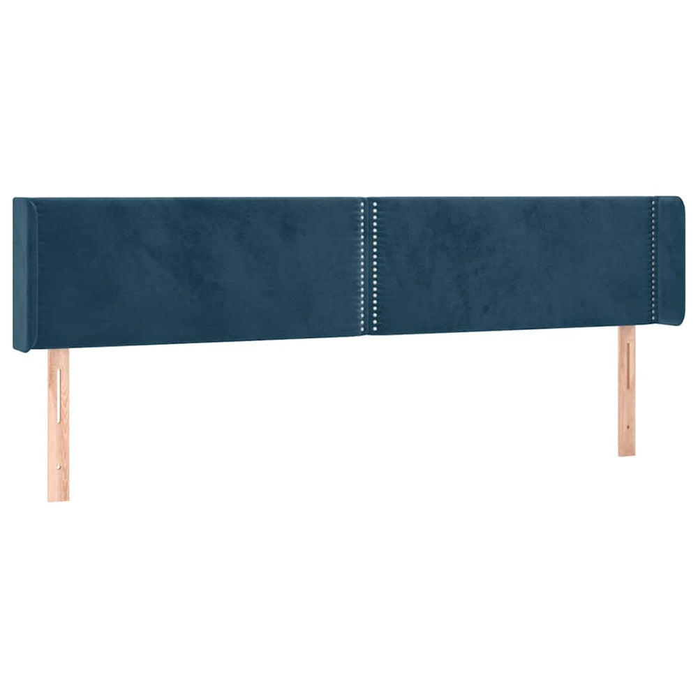 vidaXL Tête de lit à oreilles Bleu foncé 163x16x78/88 cm Velours
